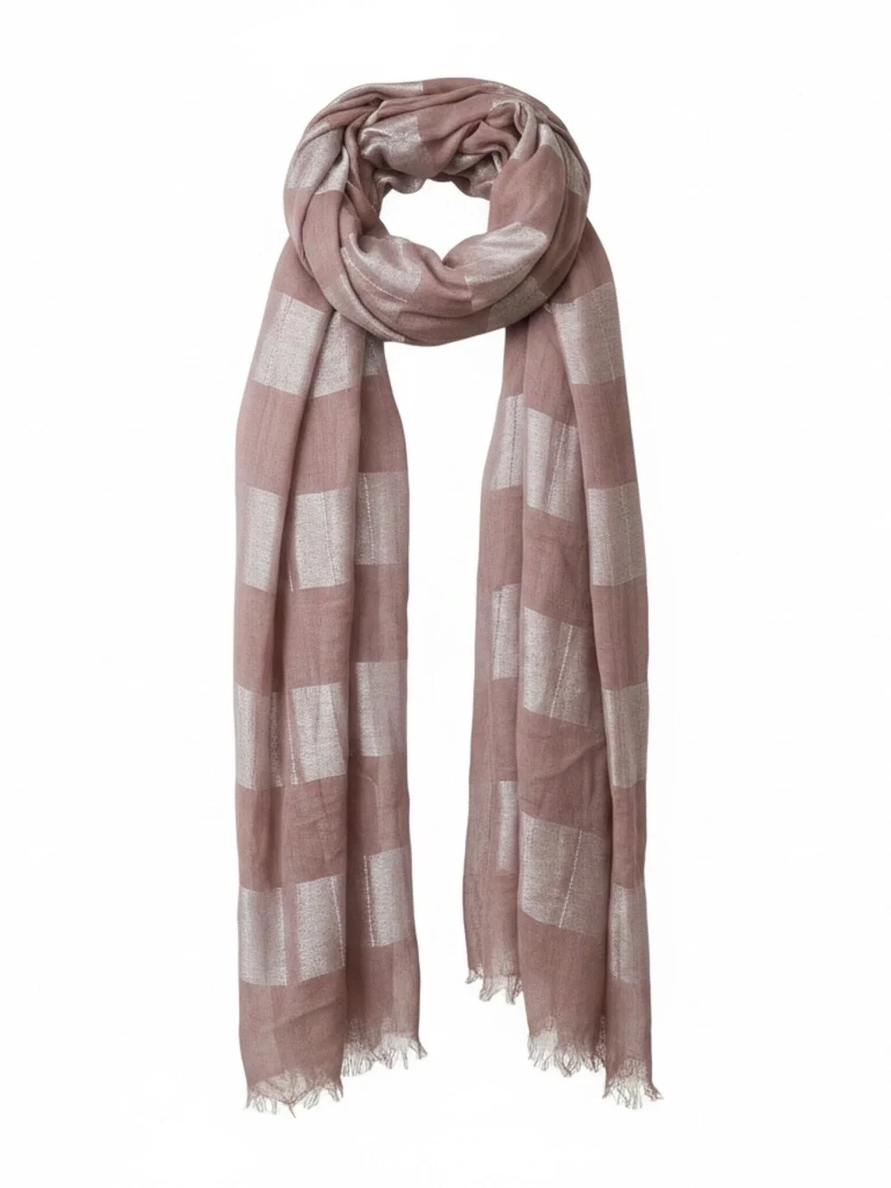 LOFT Metallic Stripe Wrap Scarf in Dusty Rose and Silver